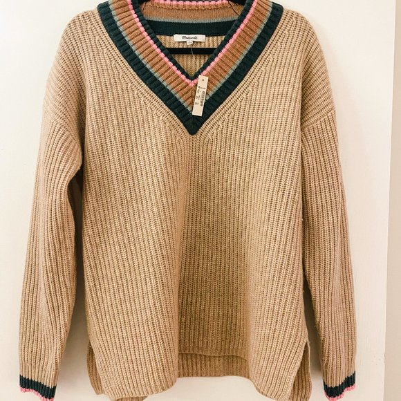 Madewell Sweaters - New Tipped Forrest V-neck Small Cream Sweater